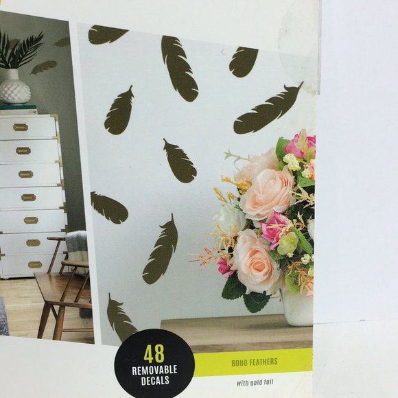 Paper Riot Co. Removable Decals Boho Feathers Quick Stick 48 Decal Stickers New - Picture 3 of 12